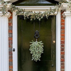 TEAR DROP WREATH, Handmade Home Décor, Frosted Pine Wreath, Frosted Door Wreath, Beautiful Seasonal Eye Catching Quality Door Wreaths image 1