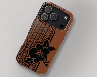 Kona Cacao Hibiscus Phone Case – Polynesian Design, Personalized