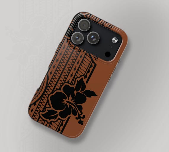 Kona Cacao Hibiscus Phone Case  Polynesian Design, Personalized