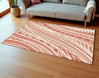 Terracotta Polynesian Floor Mat | Earthy Indoor Rug