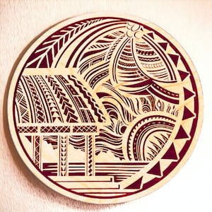 Traditional Fale Samoa Laser-Engraved Wall Art - Polynesian Island Inspired Home Decor - Personalization Options - Various Sizes