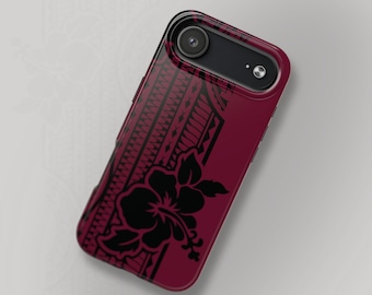 Cabana Merlot Hibiscus Phone Case – Polynesian Design, Personalized