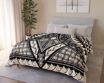 Luxurious Polynesian Fleece Sherpa Blanket - Wrap Yourself in Island Warmth and Style | Soft, Cozy & Stunning | Tropical Aesthetic