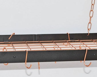 Rogar Gourmet Rectangle Pot Rack Black / Copper