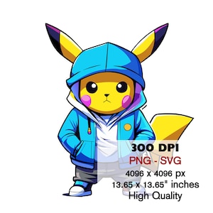 Pikachu PNG y SVG, Dibujo animado Pikachu Diseño digital, Archivo PNG para sublimación, Pikachu svg, Descarga instantanea, Pokemons