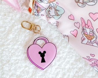 Heart Locket Keychain, Valentines Keychain, Disney Bag Charm, Disney Keychain, Mickey Keychain, Minnie Keychain, Minnie Bag Charm