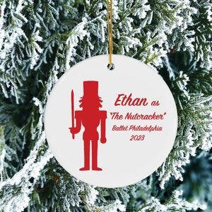 Personalized Nutcracker Ballet Ornament - Ceramic - Red
