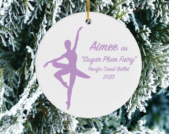 Personalized Nutcracker "Sugar Plum Fairy" Ornament - Ceramic - Purple