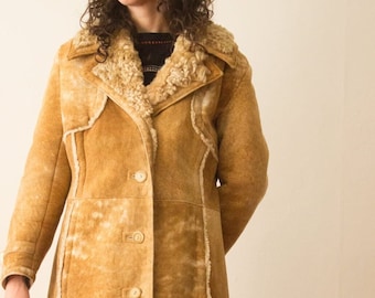 Penny Lane Coat Women Fur Coat Long Shearling Coat 90s Vintage Brown Long Coat Boho Style Trench Coat Y2K Penny lane Afghan Coat Retro Coat