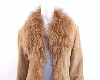 Penny Lane Coat Women Fur Coat Long Shearling Coat Mongolian Fur Afghan Coat 70s Vintage Brown Wool Long Boho Style Hippie Y2K Suede Coat