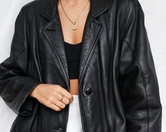 Blouson en cuir pour femme Bomber noir 70 vintage Blouson en cuir de mouton véritable pour femme Biker Boxy Blouson en cuir de mode western pour femme