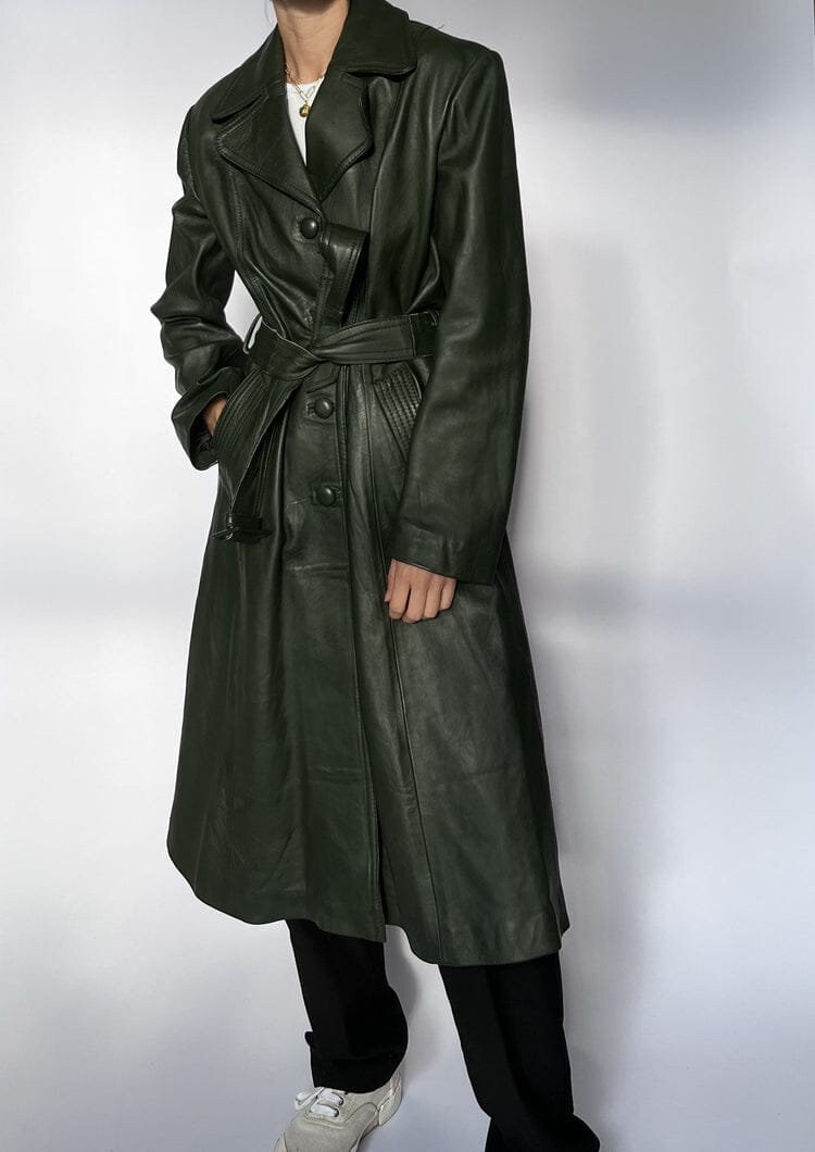 Women Trench Coat Genuine Leather Jacket Long Coat Women Green Vintage 70s Belted Double Breast Trench Coat Women Long Leather Coat Jacket - Etsy Women Trench Coat Genuine Leather Jacket Long Coat Women Green Vintage 70s Belted Double Breast Trench Coat Women Long Leather Coat Jacket - Etsy