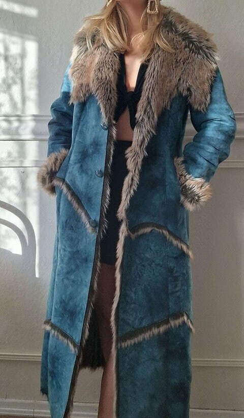 Blue sheepskin coat hot sale
