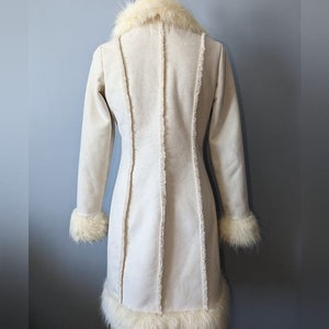 Women Penny Lane Coat Shearling Coat Women Fur Coat Long Coat Princess Coat Boho Hippie Afghan Coat Wool Coat 90s Vintage White Suede Coat image 5