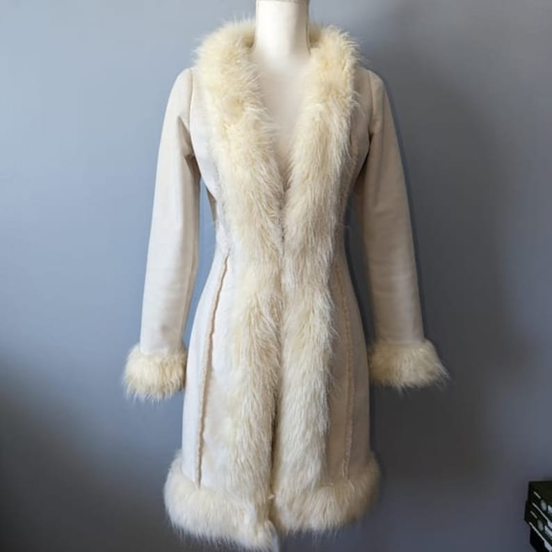 Women Penny Lane Coat Shearling Coat Women Fur Coat Long Coat Princess Coat Boho Hippie Afghan Coat Wool Coat 90s Vintage White Suede Coat image 2