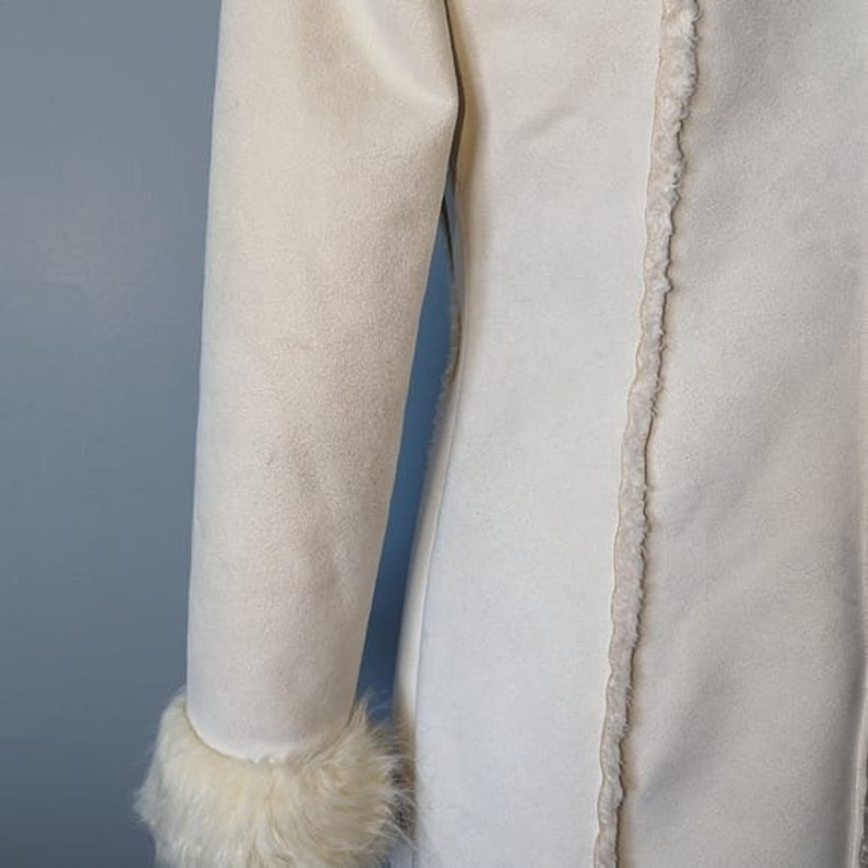 Women Penny Lane Coat Shearling Coat Women Fur Coat Long Coat Princess Coat Boho Hippie Afghan Coat Wool Coat 90s Vintage White Suede Coat image 6