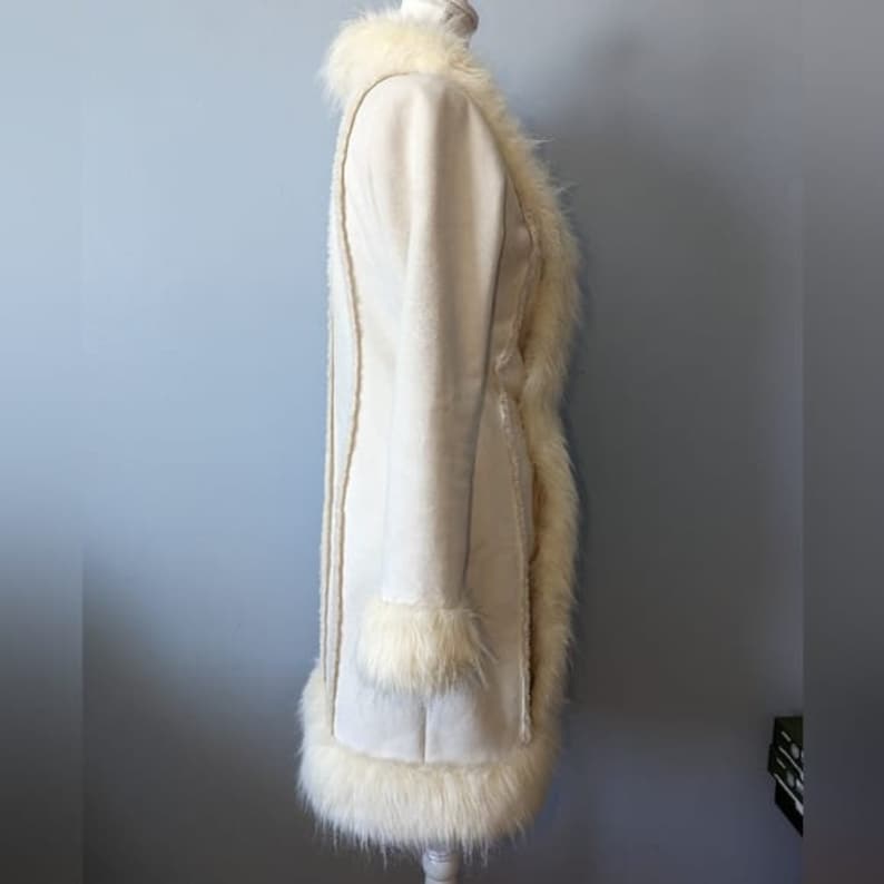 Women Penny Lane Coat Shearling Coat Women Fur Coat Long Coat Princess Coat Boho Hippie Afghan Coat Wool Coat 90s Vintage White Suede Coat image 7