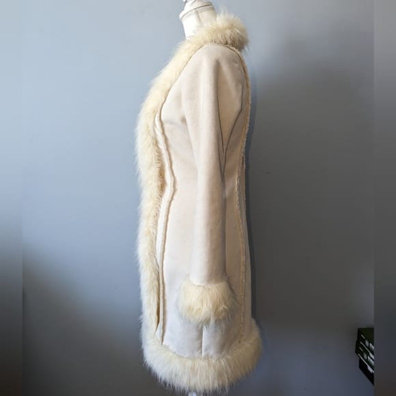 Women Penny Lane Coat Shearling Coat Women Fur Coat Long Coat Princess Coat Boho Hippie Afghan Coat Wool Coat 90s Vintage White Suede Coat image 4