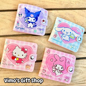 Carteira Kawaii Sanrio – Hello Kitty, Cinnamoroll, Kuromi e mais | Ideia fofa para presente Ou para se presentear.