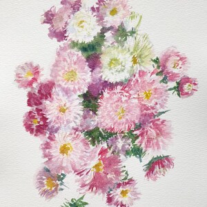 Opere d'arte originali ad acquerello con margherite rosa