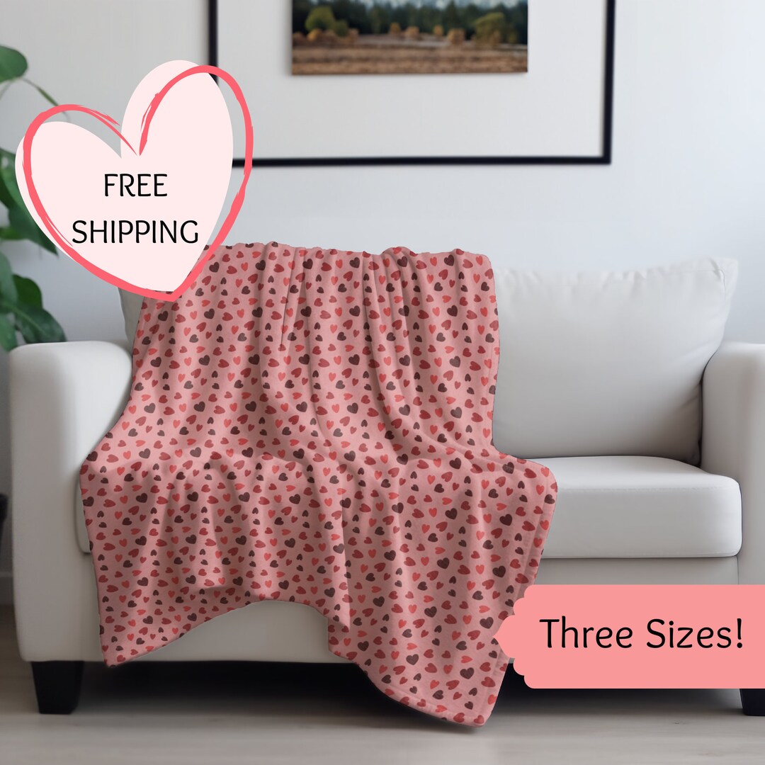 Valentine Heart Blanket Valentine Gift for Her Valentine Blanket Gift
