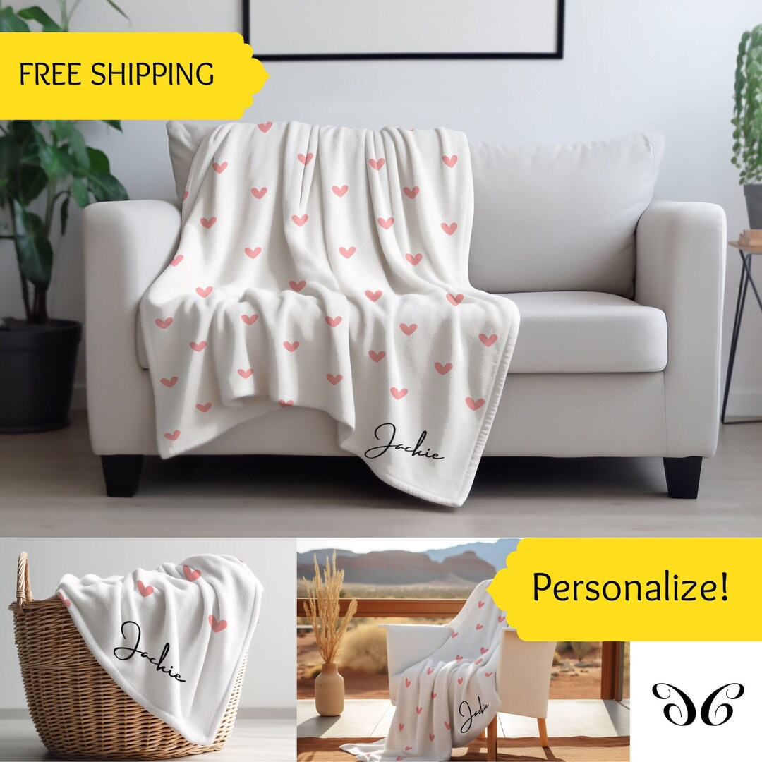 Custom Name Valentine Heart Blanket Valentine Gift Daughter Custom Name