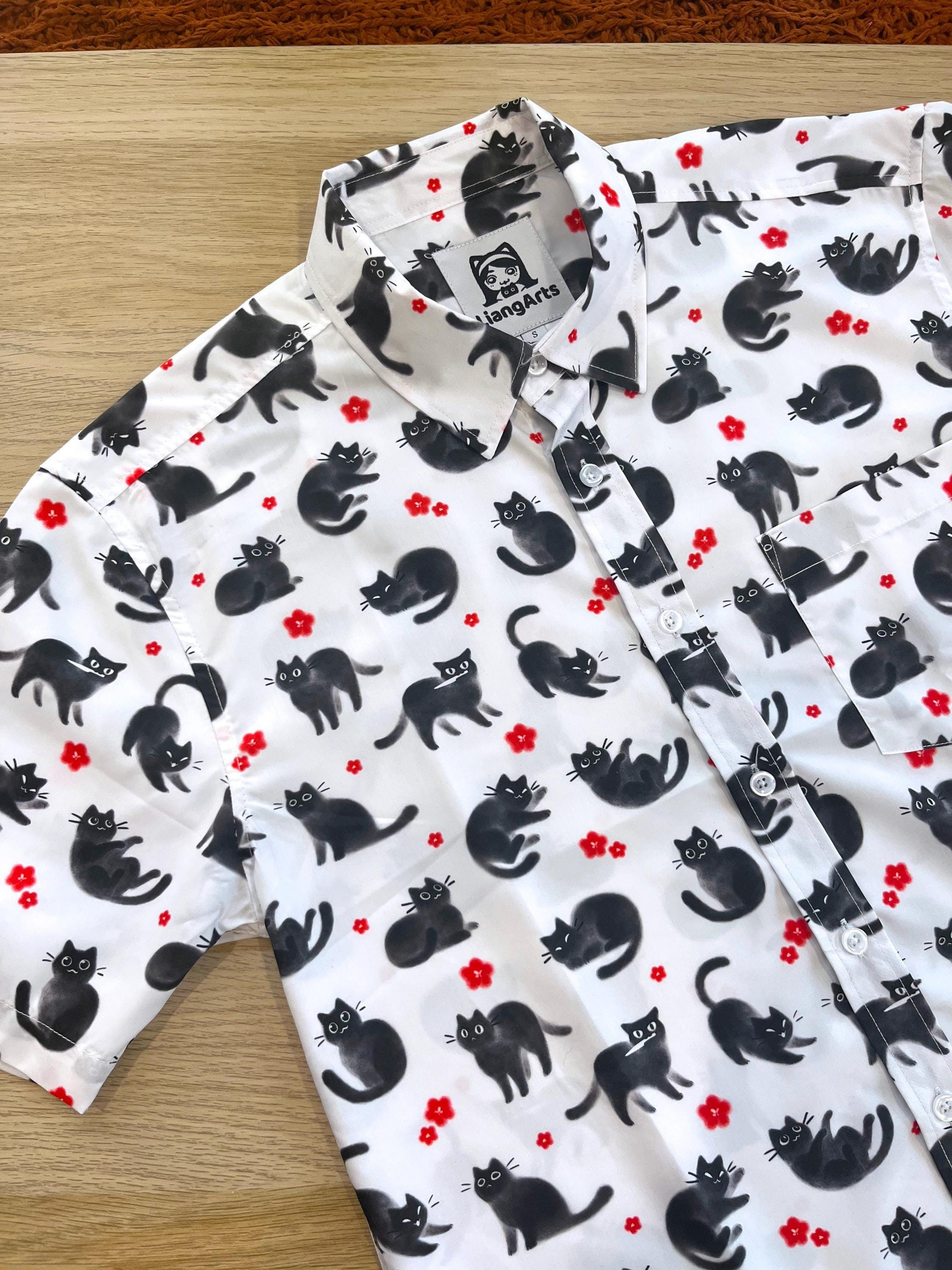 Ghostly Void Black Cat - Button-Up Shirt