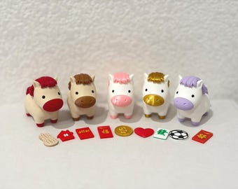 3D Printed and Handmade Lucky Horse Desk Figurine with Swappable Charms