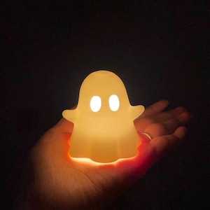 3D Printed Ghost Tealight Lamp • Mini Ghost Night Light • Halloween Decor • Cute Spooky Glow • LED Tealight INCLUDED