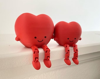 Personalized 3D Printed Heart Figurine - Wiggly Legs, Valentine's Gift