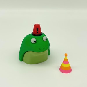 3D Printed Oncall Engineer Frog Desk Toy with Magnetic Alert & Party Hat