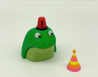 3D Printed Oncall Engineer Frog Desk Toy with Magnetic Alert & Party Hat
