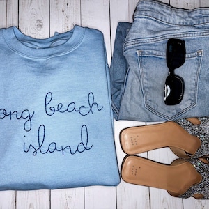 long beach island - hand embroidered sweatshirt