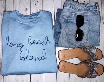 long beach island - hand embroidered sweatshirt