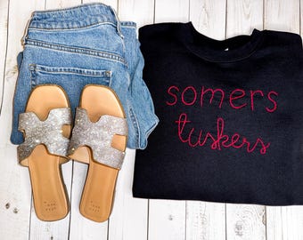 somers tuskers - hand embroidered sweatshirt