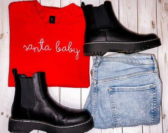 santa baby - hand embroidered t-shirt