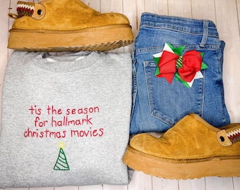 hallmark christmas movies - hand embroidered sweatshirt