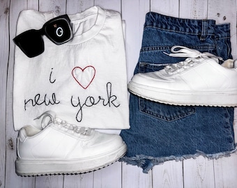 i love new york - hand embroidered tshirt