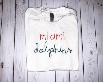 miami football - hand embroidered t-shirt