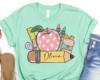 Personalized Kids Back To School Shirt, Custom Name Tee