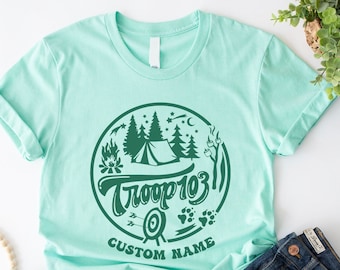 Custom Scout Shirt, Custom Camp Troop Number T-shirt, Camping Shirt, Camping Shirt, Troop Shirt, Girls Camping Tee, Girls Shirt, Spring Tee