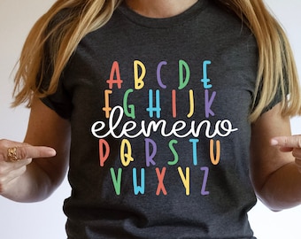 Chemise d'enseignant ABC Elemeno, alphabet coloré