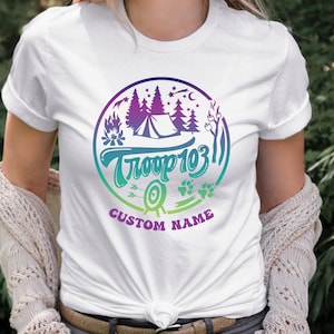 Custom Scout Shirt, Custom Camp Troop Number T-shirt, Camping Shirt, Camping Shirt, Troop Shirt, Girls Camping Tee, Girls Shirt, Spring Tee