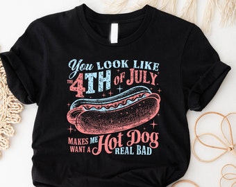 Boozy 4th of July T-Shirt, Patriotic USA Flag Hotdog Tee