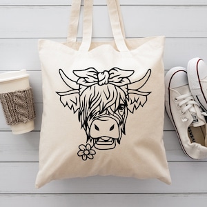 Highland Cow Tote Bag, Highland Cow Gift,Tote Bag, Shopper Bag, Bag For Life,Gift For Her, Fluffy Cow