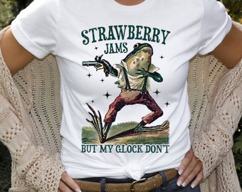 Strawberry Jams Frog Meme Tee, Funny Parody Shirt