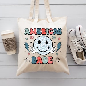 American Babe 4th July Party Totes, Memorial Totes, Party Gift Totes, Independence Day Party Gift Bag