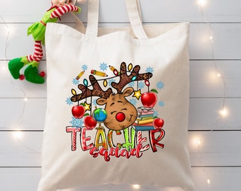 Personalized Teacher Canvas Tote Bag: Teacher Squad Design