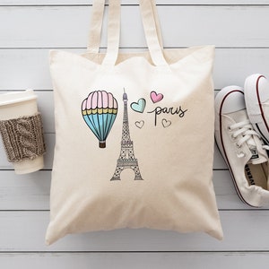Paris Tote Bag, Eiffel Tower Tote Bag, France Tote Bag, Eiffel Tote Bag, Traveler Tote Bag, Paris Bag, I Love Paris Bag, France Theme Bag