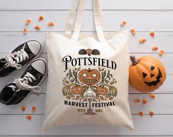 Pottsfield Erntefest Einkaufstasche, Geschenk für Herbst, Gemüse Herbst Tasche, Herbst Ernte Tasche, Gothic Einkaufstasche, Retro Erntefest Tasche